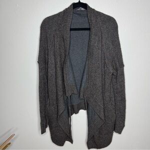 Vince Double Layer Drape Sweater Jacket cardigan in Carbon Yak Hair Wool